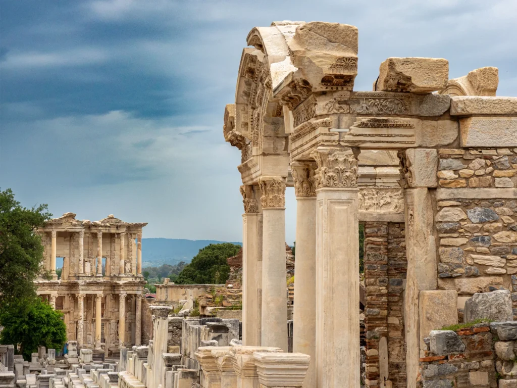 Ancient stone architecture and columns